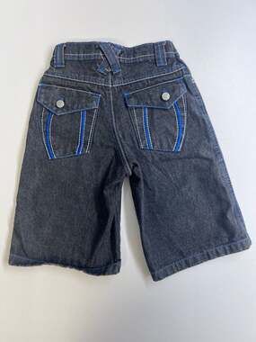 Vintage Urban Extreme Jorts Black Denim Shorts Youth Kids Sz 7 Blue Stitch 0299
